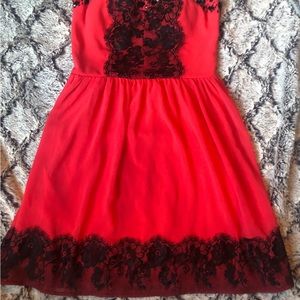 NWT coral & black lace dress size small